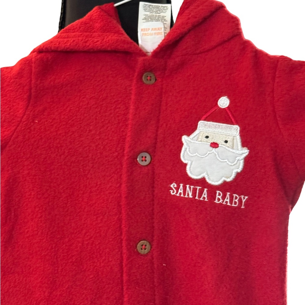 Red Santa Baby Hooded Onesie by‎ Chick Pea Size 3/6 Months - Picture 2 of 3